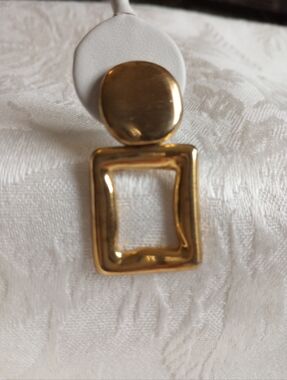 '80s Door Knocker Round Square Brutalist Modernist Gold Tone Post Earrings